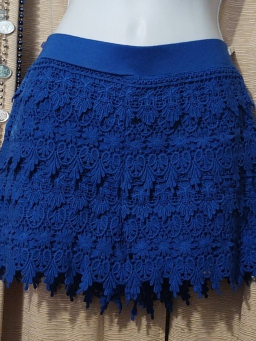 Express Crochet Shorts Blue XSm Like New!